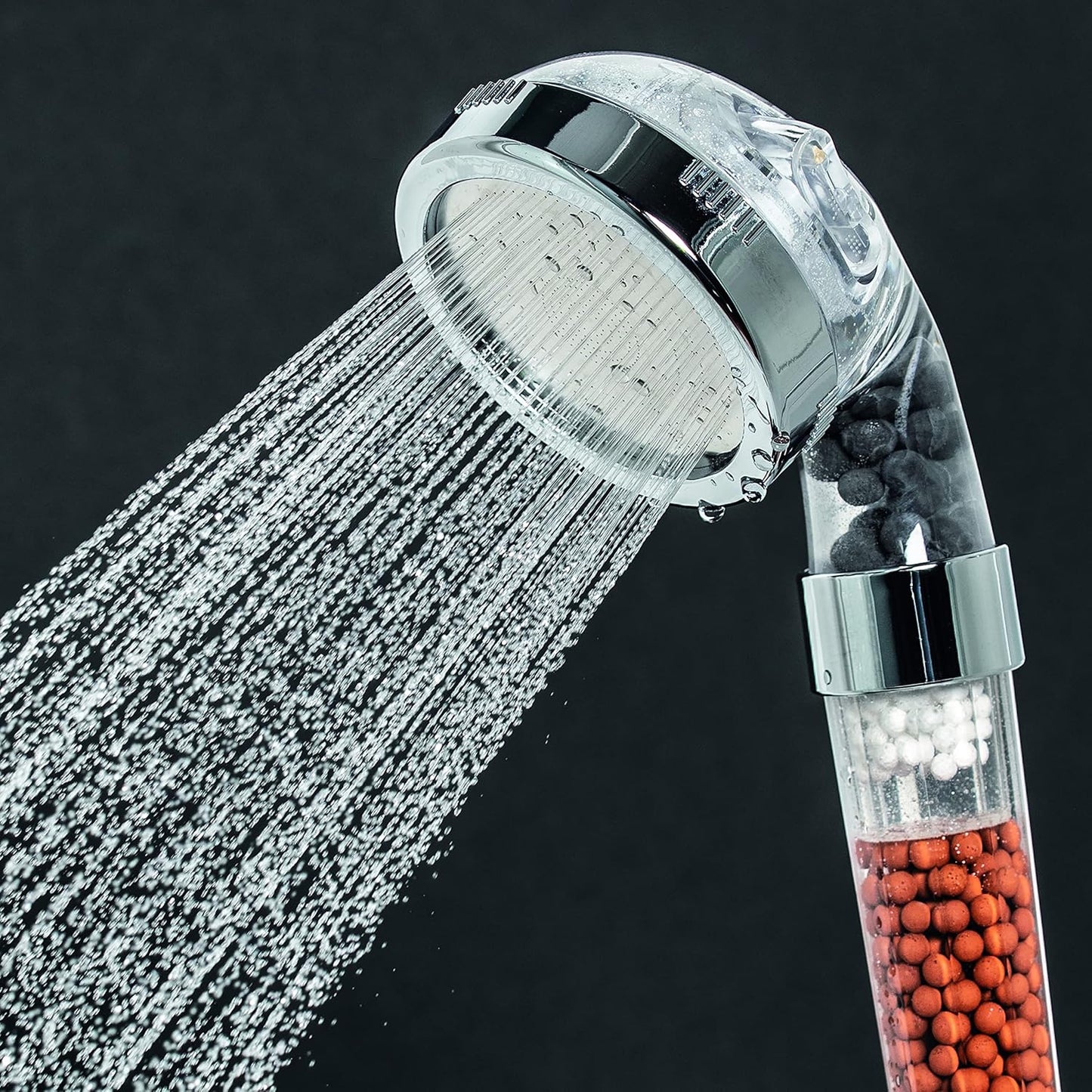 Wellness-Duschkopf mit Mineralperlen & 3 Wasserstrahl-Modi, mit Mineralperlen