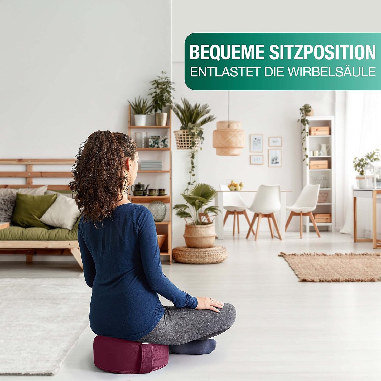 Meditationskissen-Set mit Yogagurt & E-Book, Aubergine