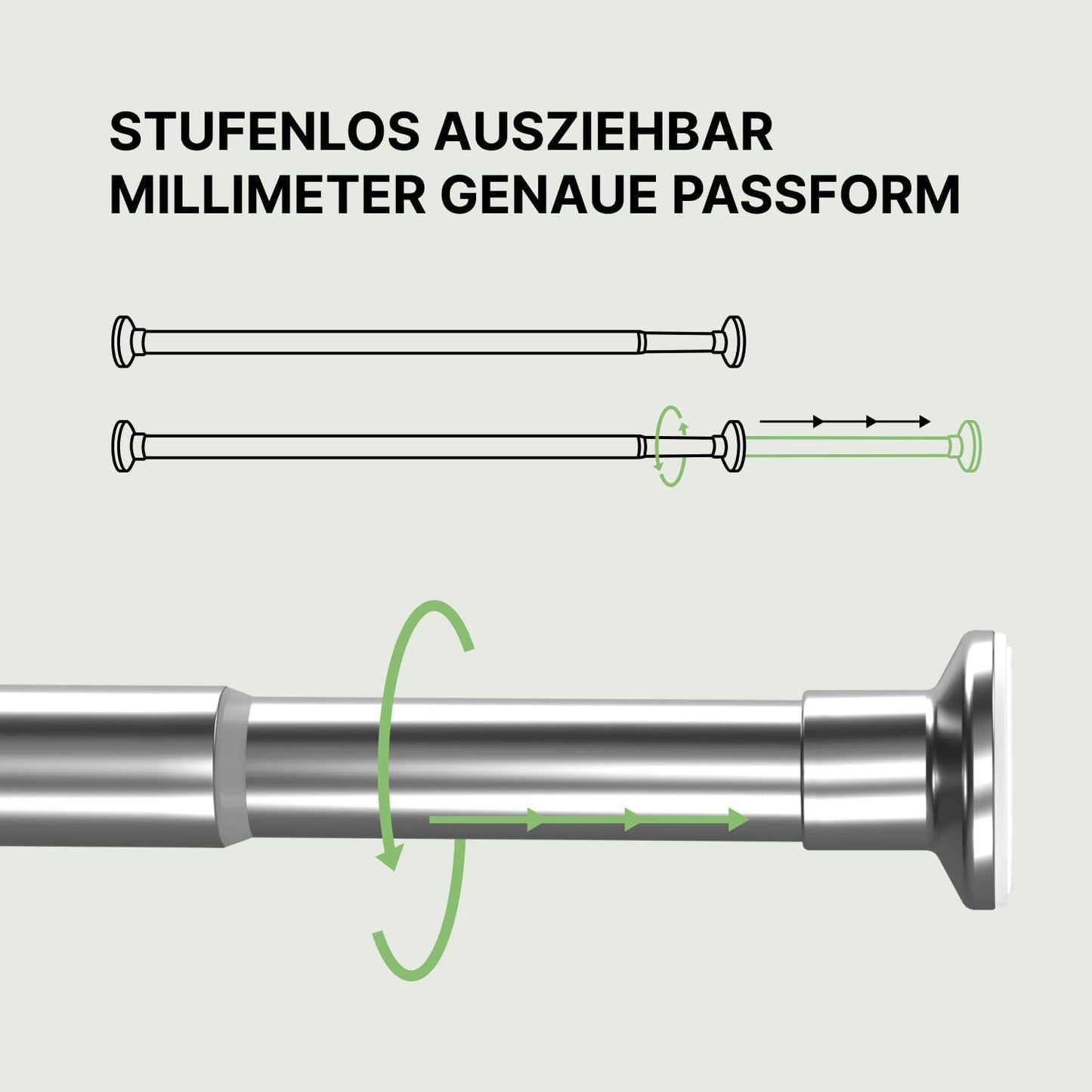Klemmstange für Gardinen, 50-80 cm Edelstahl Silber