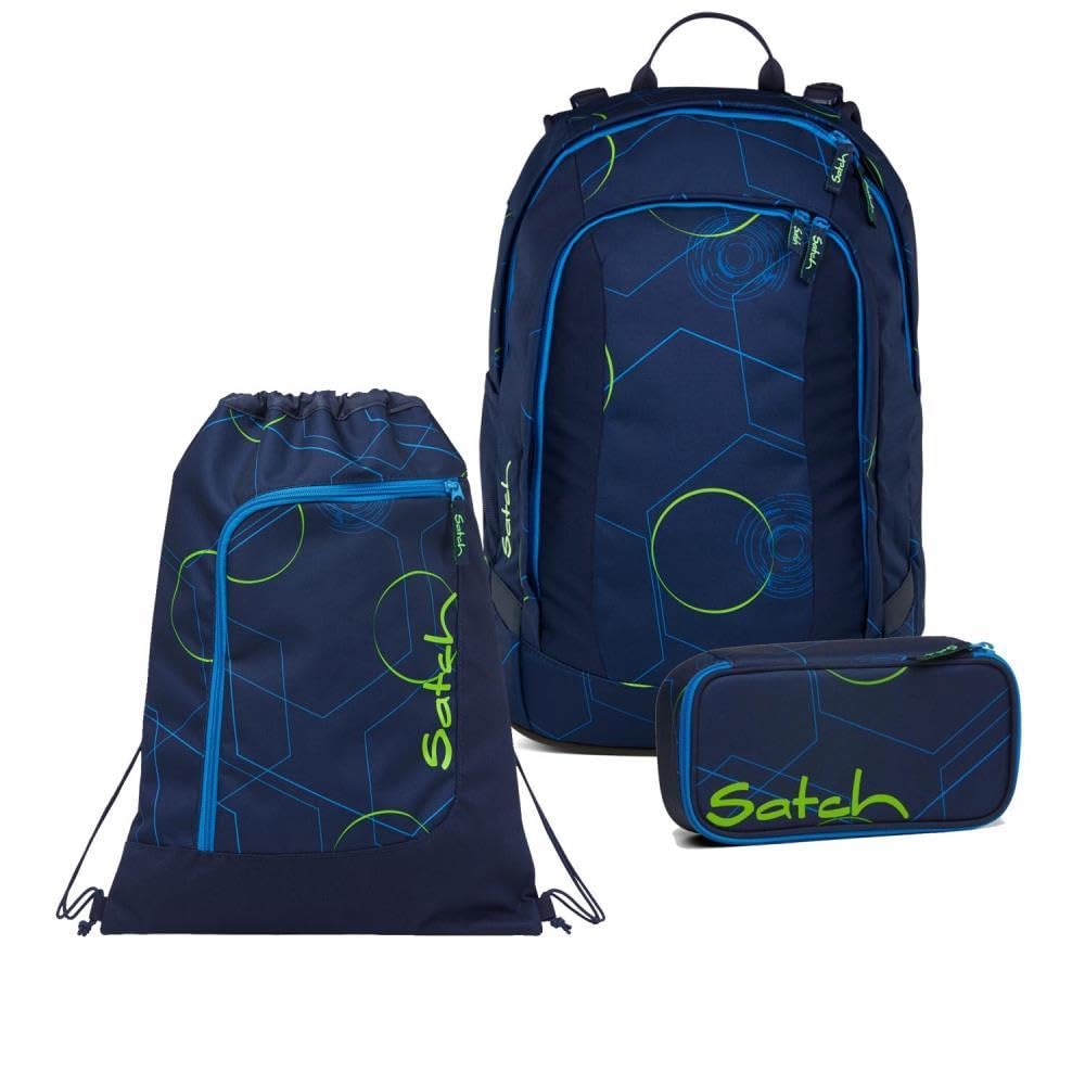 3-teiliges Schulrucksack-Set inkl. Sportbeutel, Blue Tech