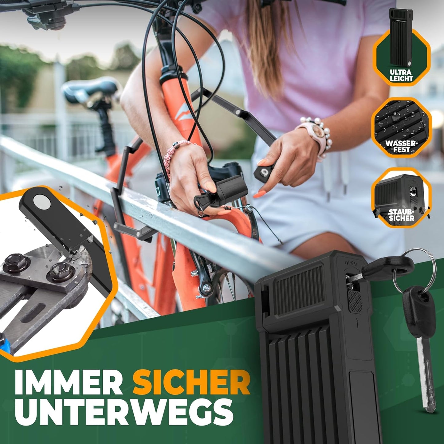 Velo-Faltschloss 85 cm, 85 CM Mit Schlüssel