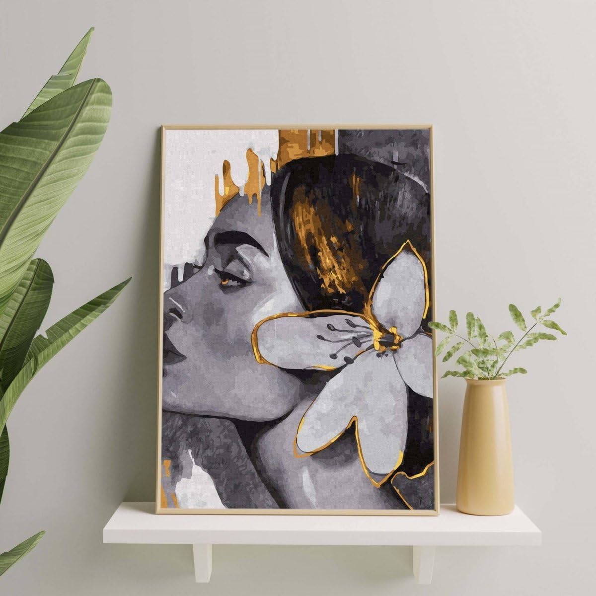 Malen nach Zahlen Set 40 x 50 cm, Mädchen Mit Lilie