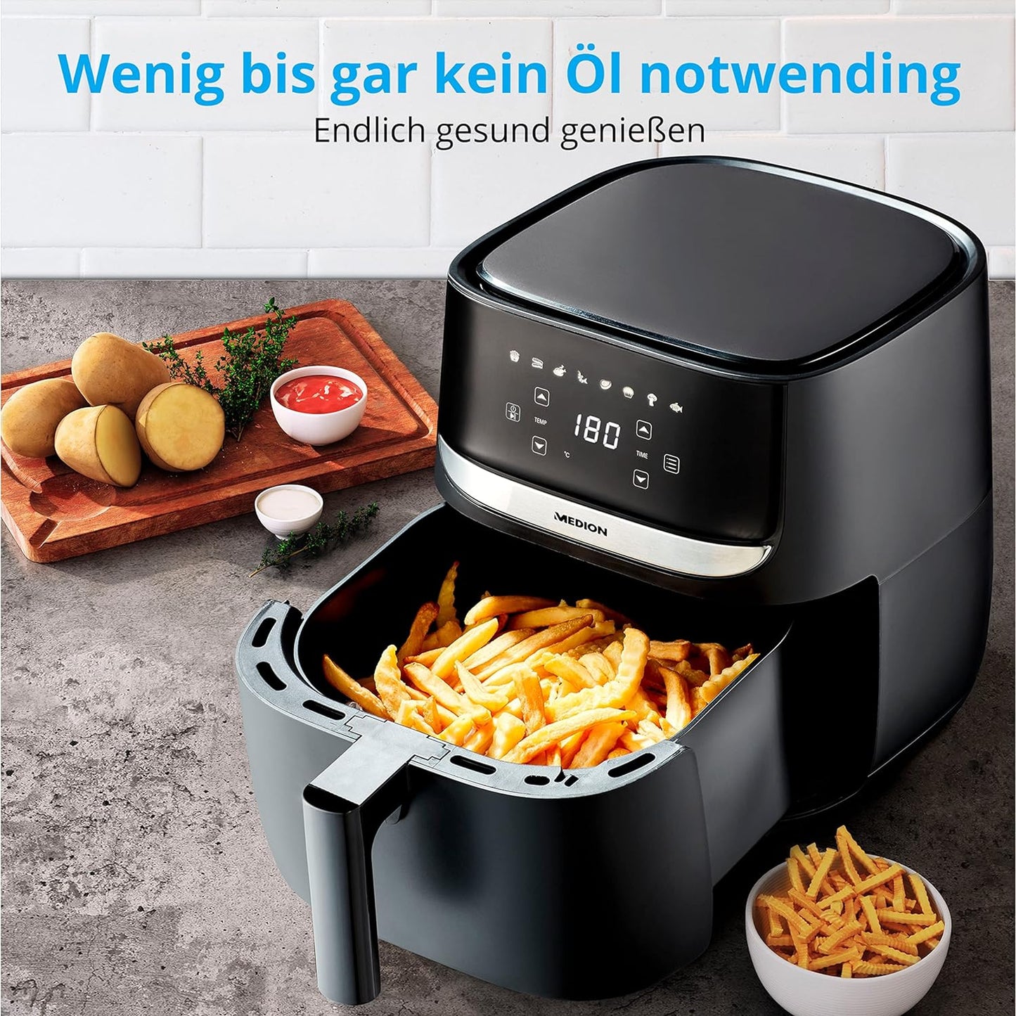Heissluftfritteuse E50 XL, 5,7 Liter / Schwarz