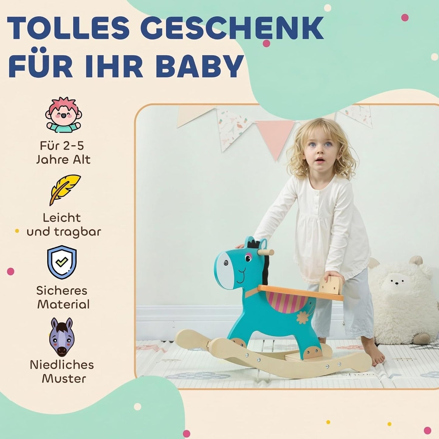 Schaukelpferd Esel, grün
