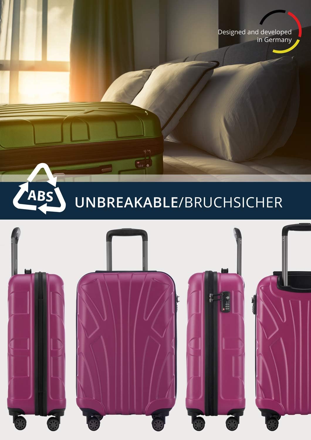 Handgepäck Hartschalen-Koffer, Magenta 55 cm