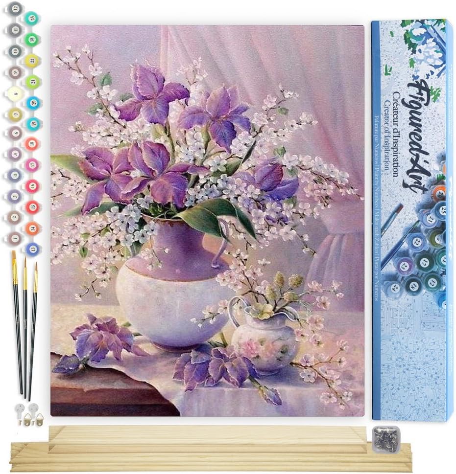 Malen nach Zahlen Set mit Rahmen Elegante violette Vase, Elegante violette Vase 40x50cm Mit Keilrahmen (nicht gespannt)