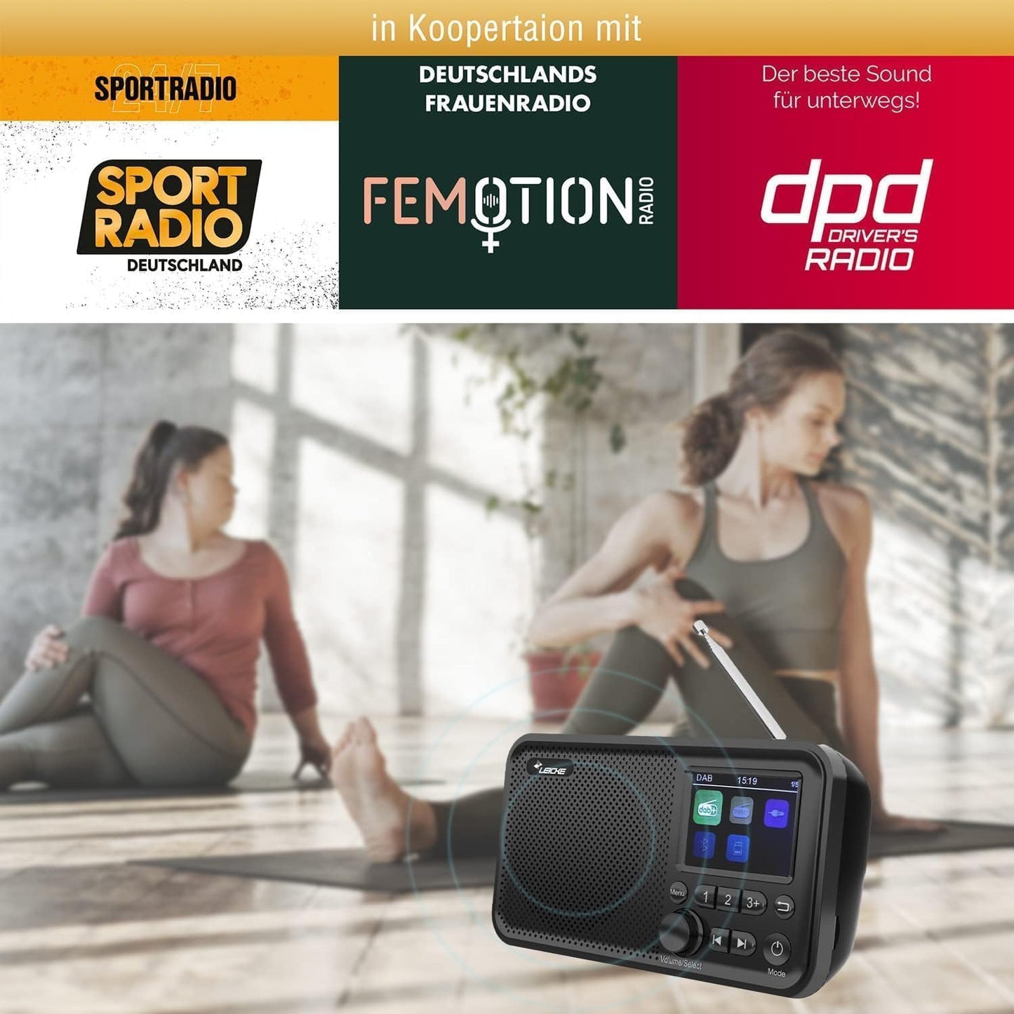 Tragbares DAB+ Radio mit Bluetooth, 2000mAh Akku
