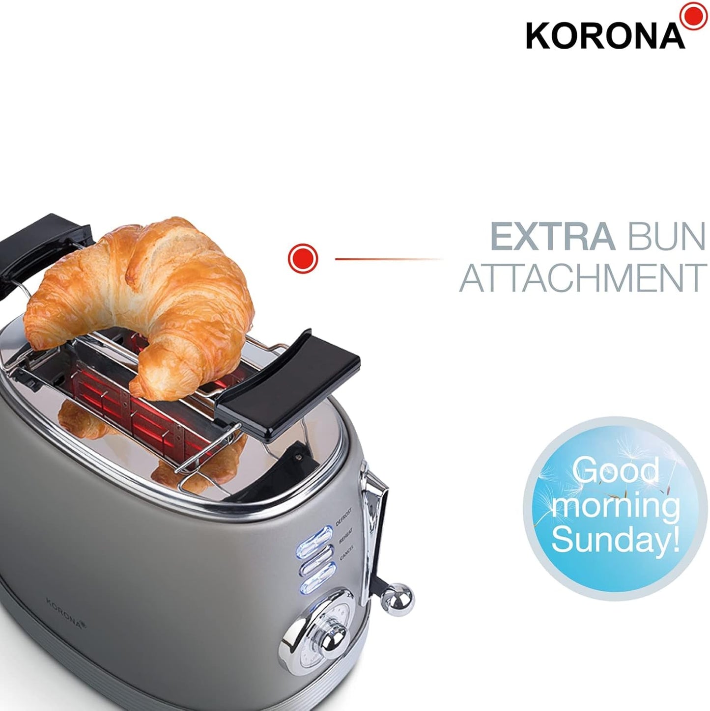 Toaster im Retro-Design mit Brötchenaufsatz, Grau