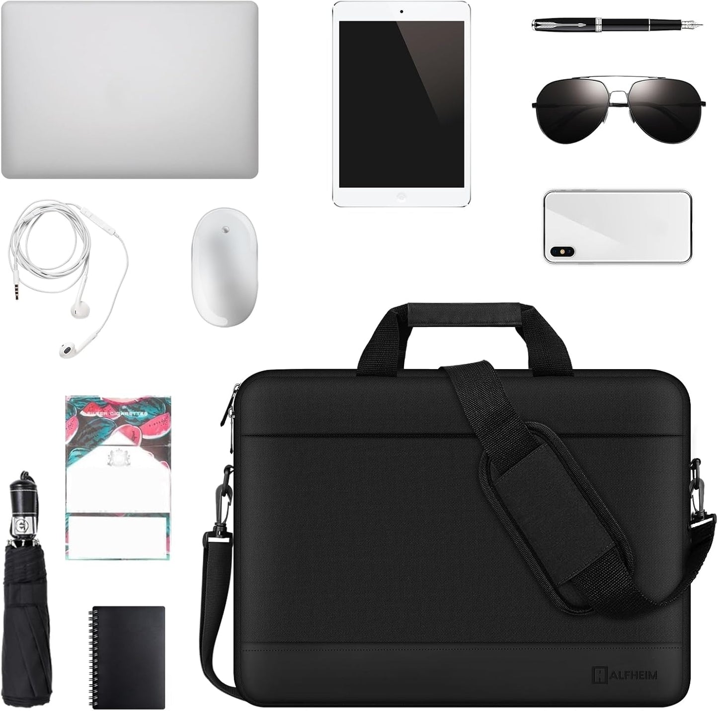 Laptop Schultertasche, wasserdicht, 15,6-16 zoll Schwarz