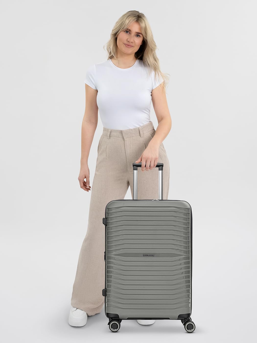 Shine 4 Rollen Trolley 65 cm mit Dehnfalte, Grey Koffer M (66 cm) erweiterbar