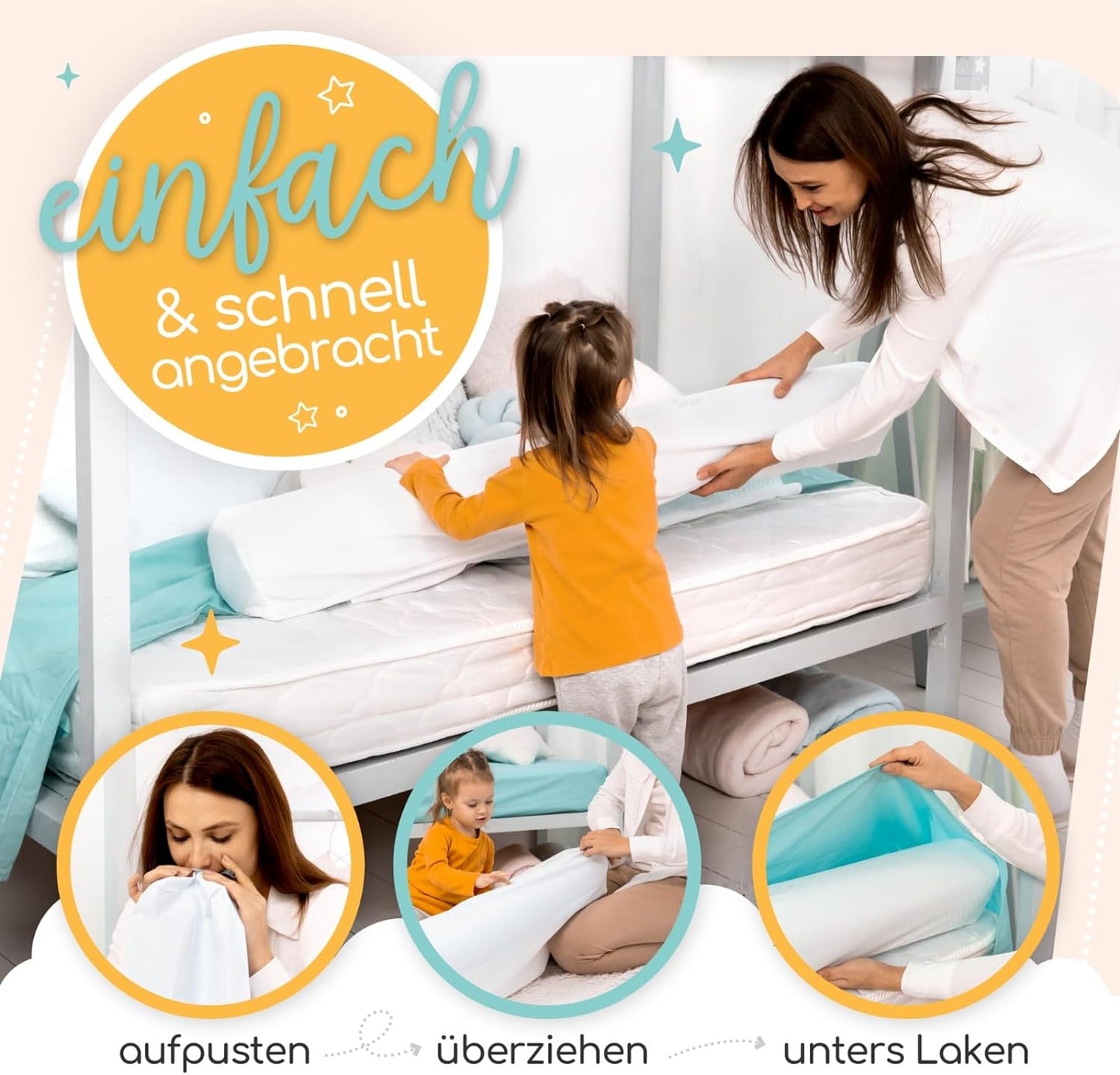 Aufblasbarer Rausfallschutz für Betten, 180 cm, 1 180cm Länge