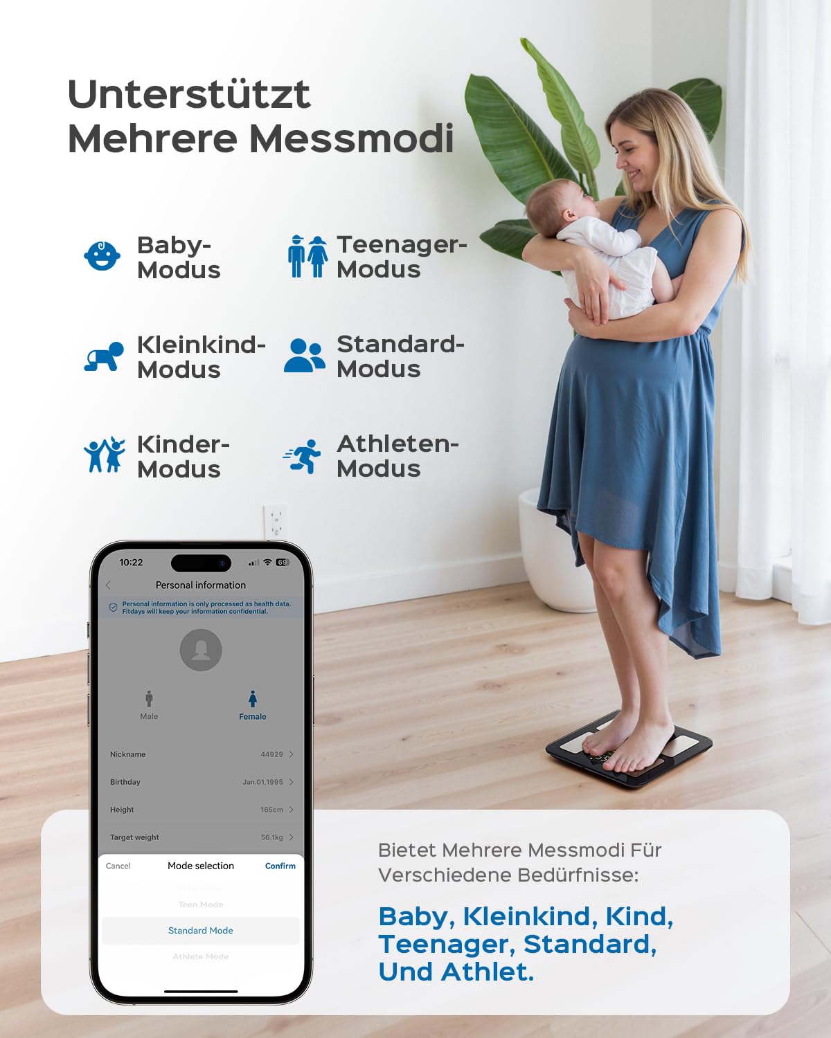 Digitale Körperanalysewaage mit Bluetooth (8-in-1)