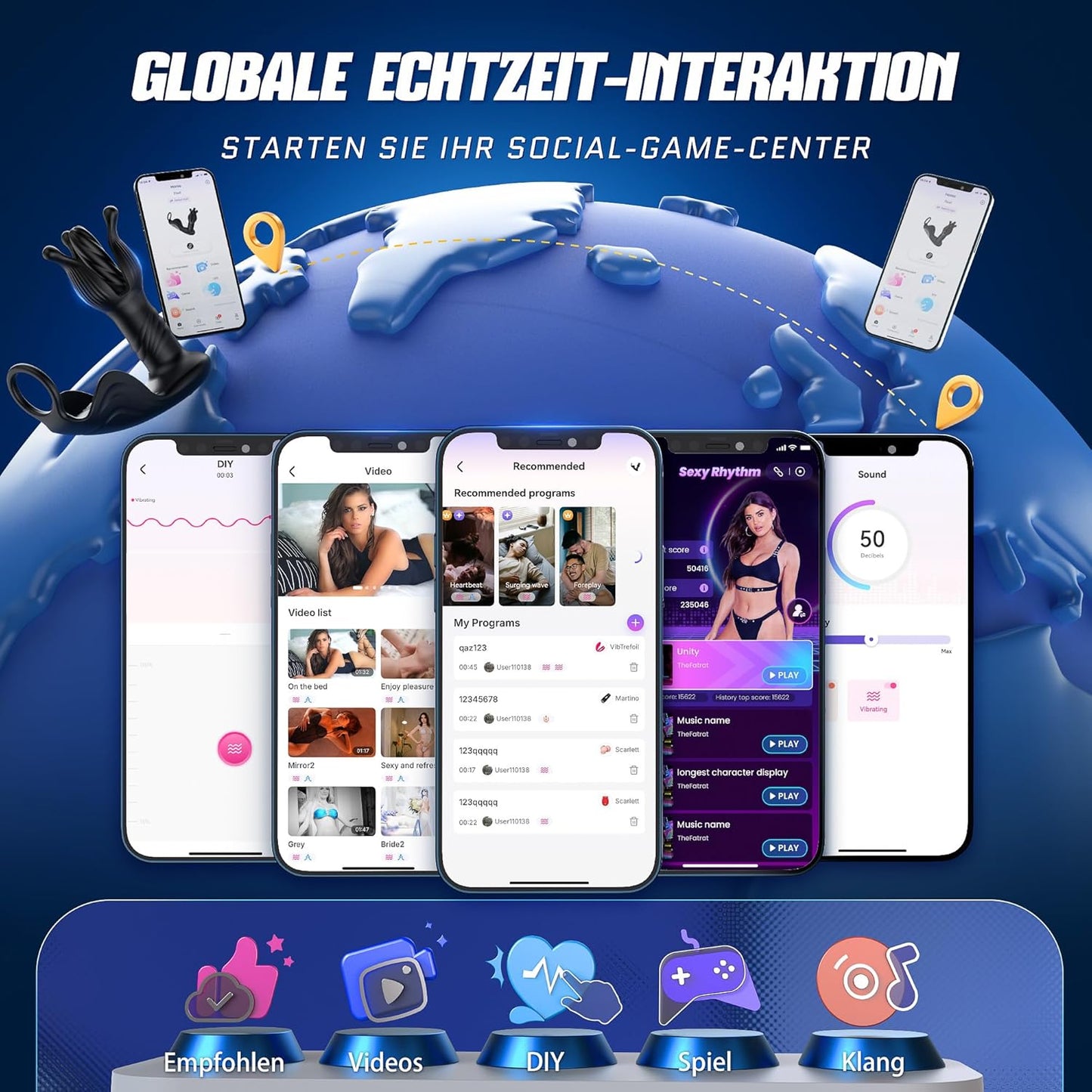 4-in-1 Expansions- und Schubmodi Prostata Stimulator mit App-Steuerung, Dark Blue