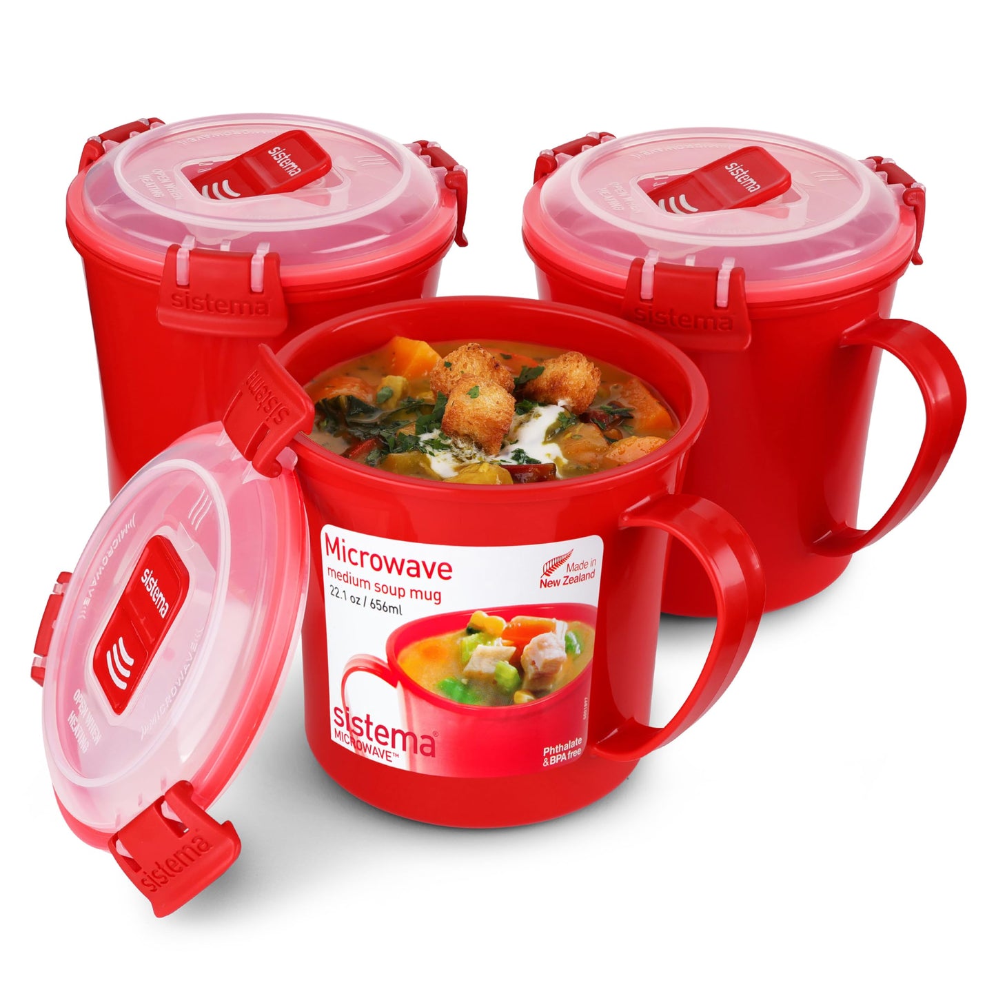 Mikrowellen-Suppentassen Set, 3 x 656 ml