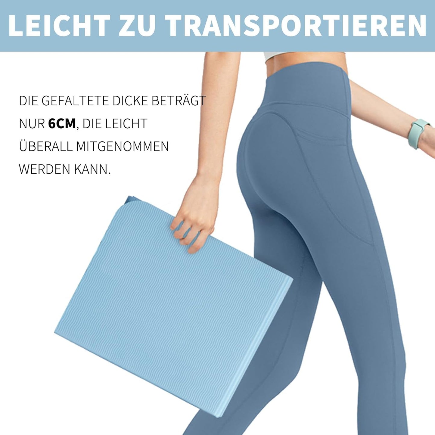 Klappbare Rutschfeste Yogamatte, Blau 183*61*0.6cm