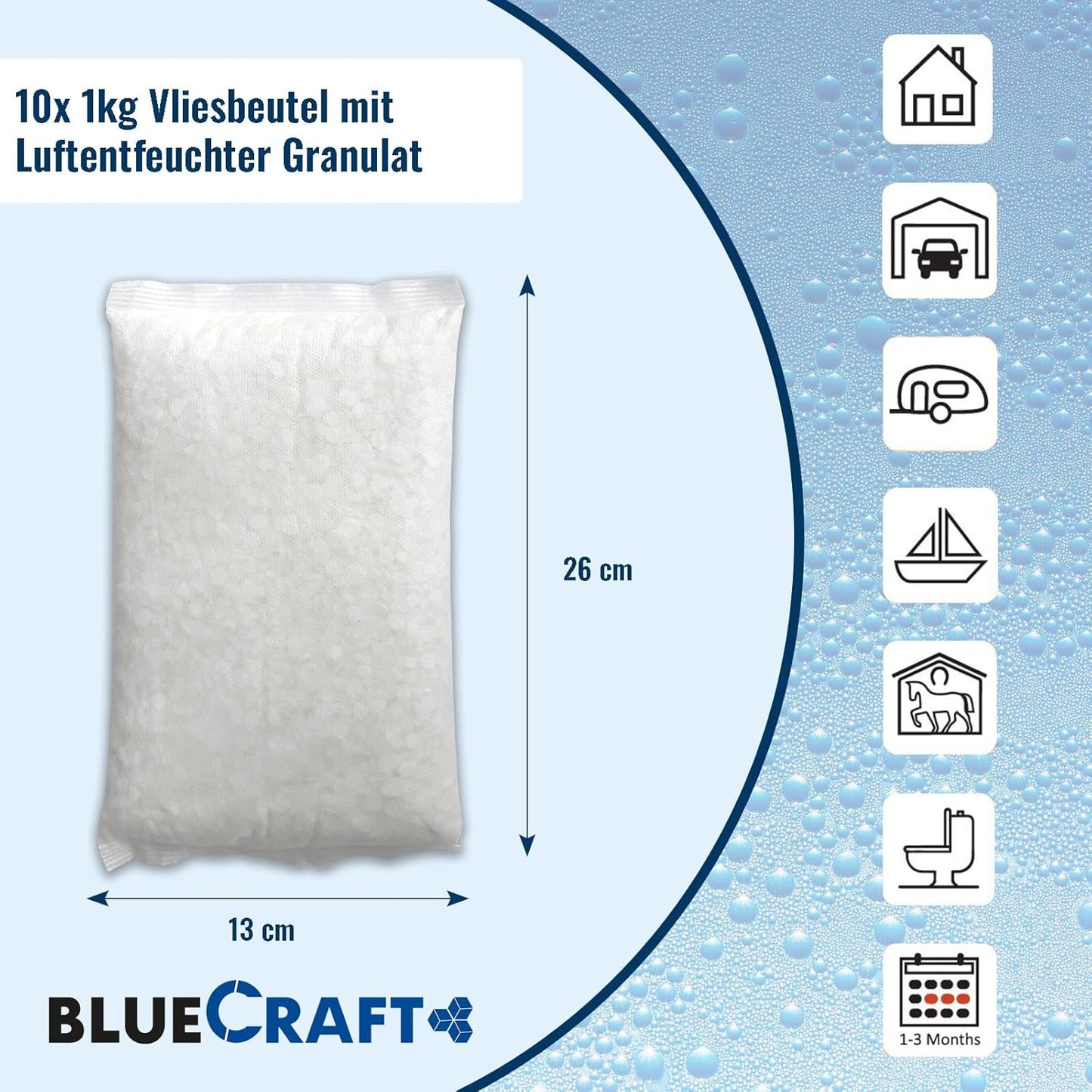 10x Luft-Entfeuchter Granulat im Vliesbeutel, 10x 1kg