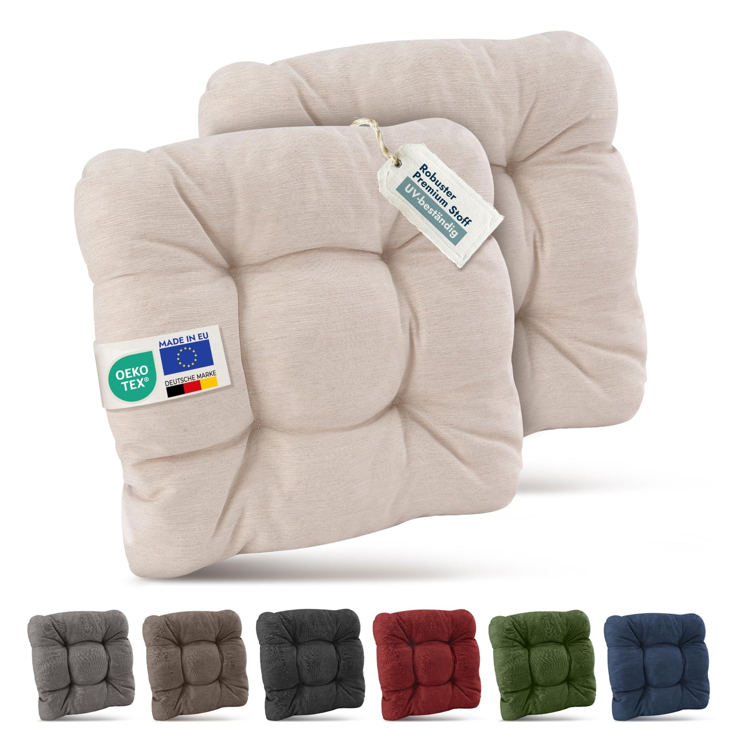 Stuhlkissen-Set, 2er Set Natur