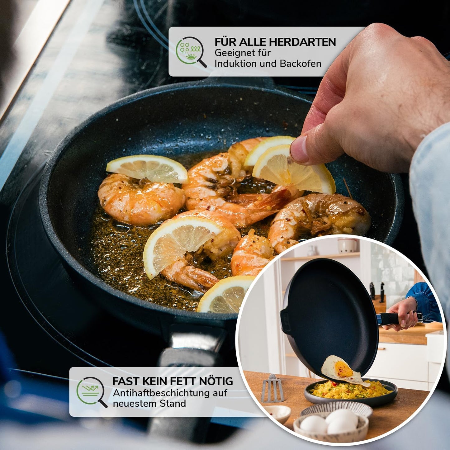 Antihaft Sauteuse Pfanne, induktionsgeeignet, Sauté Pfanne 32ø cm