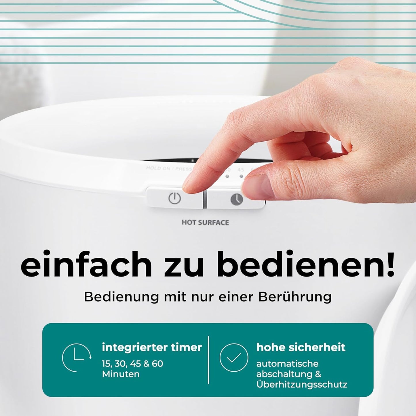 Elektrischer Handtuchwärmer, Braun Holzoptik