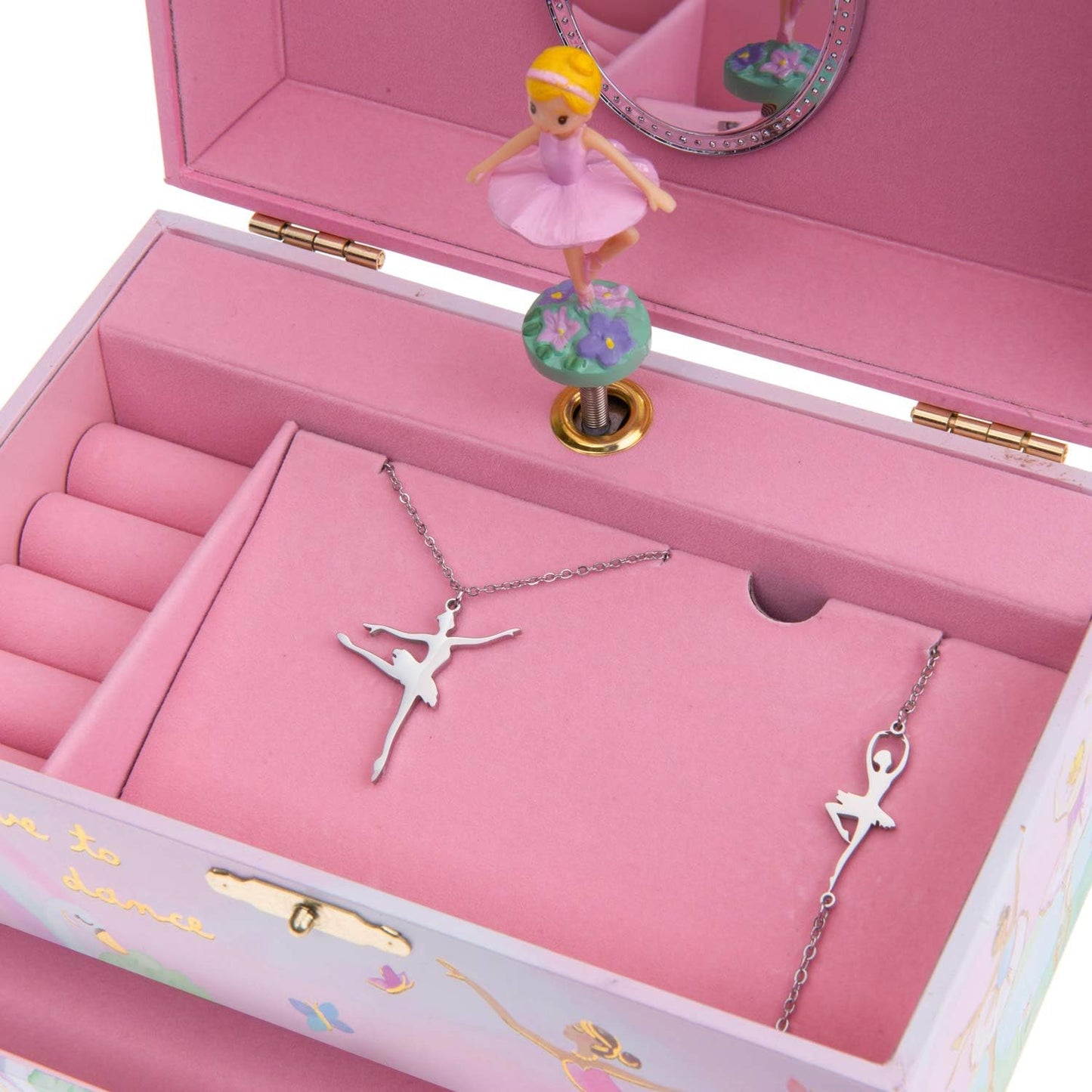 Spieluhr & Mädchenschmuck-Set Ballerina, Ballerina-Regenbogen
