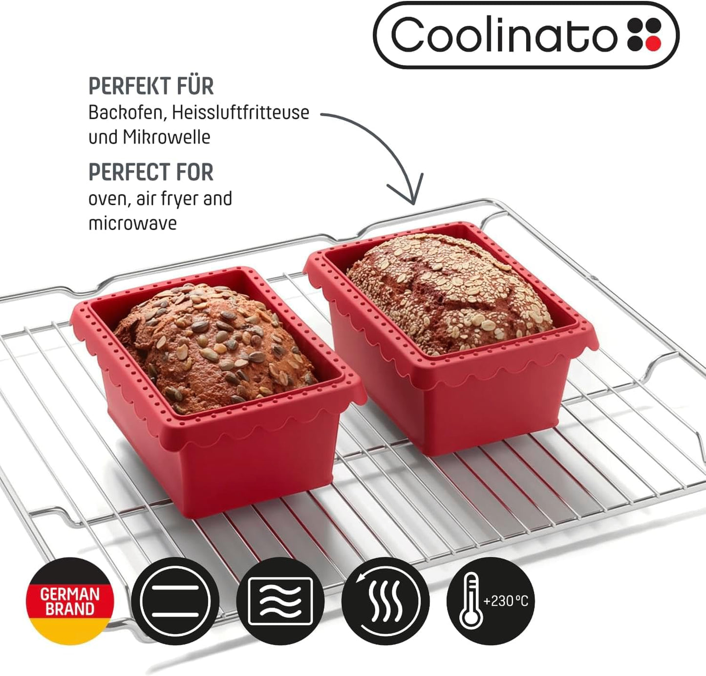 Mini Brotbackform-Set 550g für Airfryer & Backofen, Rot