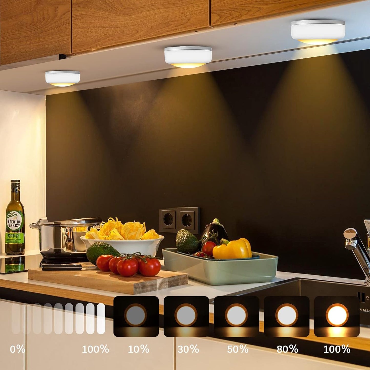 LED Schrankunterbauleuchten mit Fernbedienung, 6 LED Spots