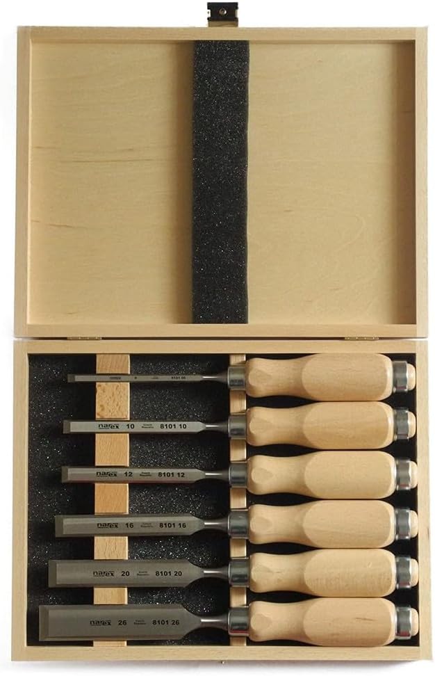Stechbeitel Set mit Holzheften im Holzkoffer