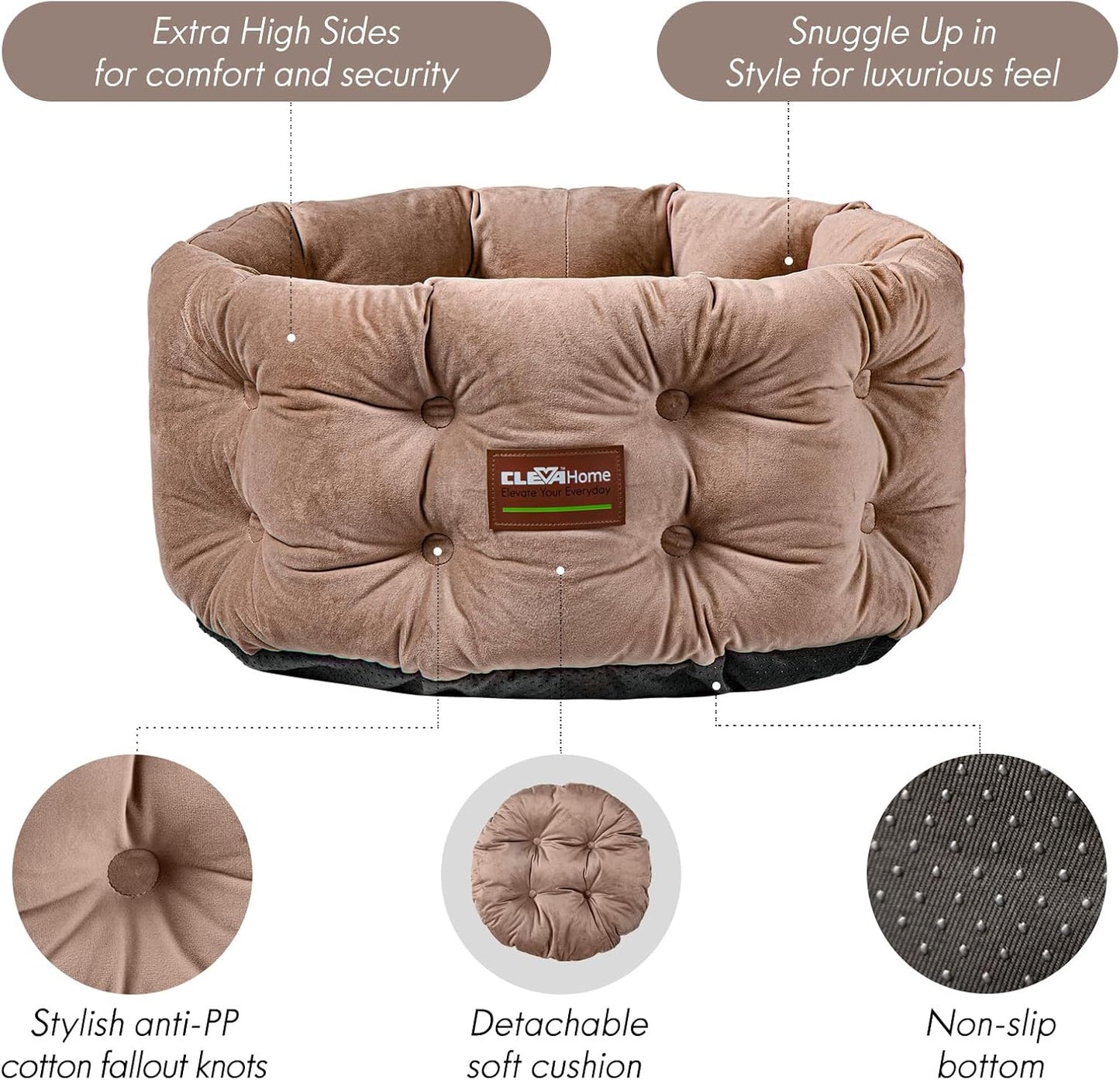 Rutschfestes Haustierbett, Warmes Beige
