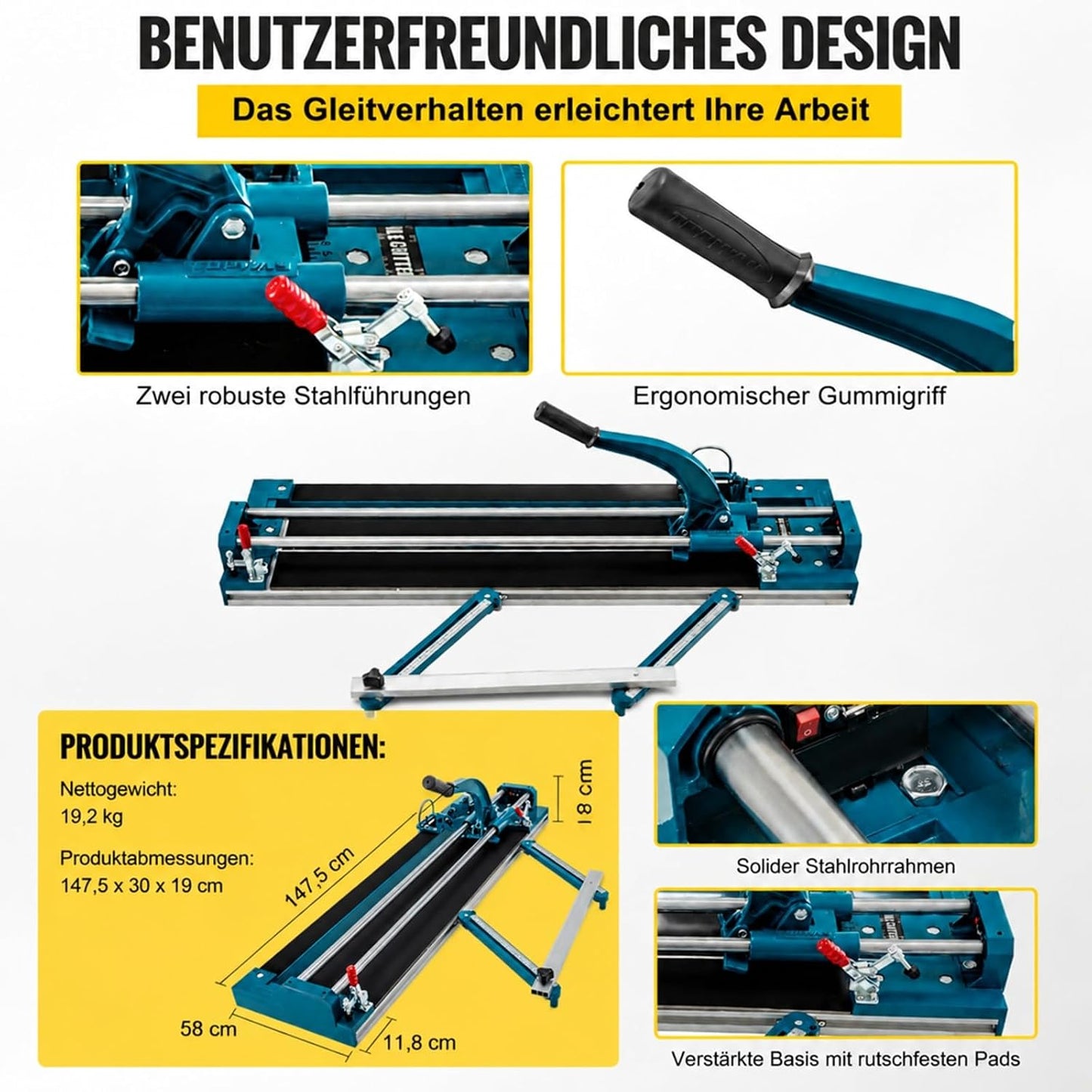 Manueller Fliesenschneider für Boden- und Wandfliesen