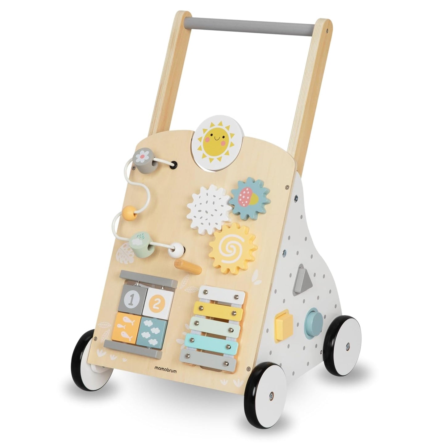 Lauflernwagen aus Holz mit Spielcenter