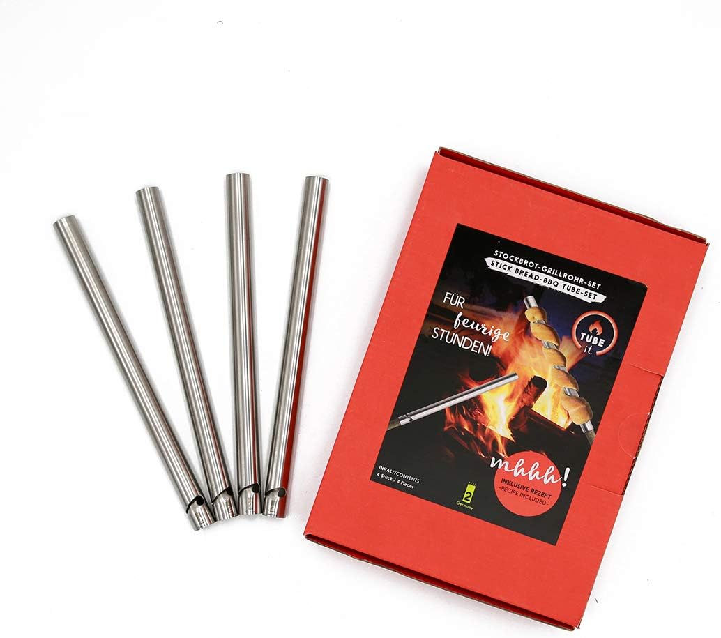 4-teiliges Stockbrot-Grillrohr Set, 4er Set