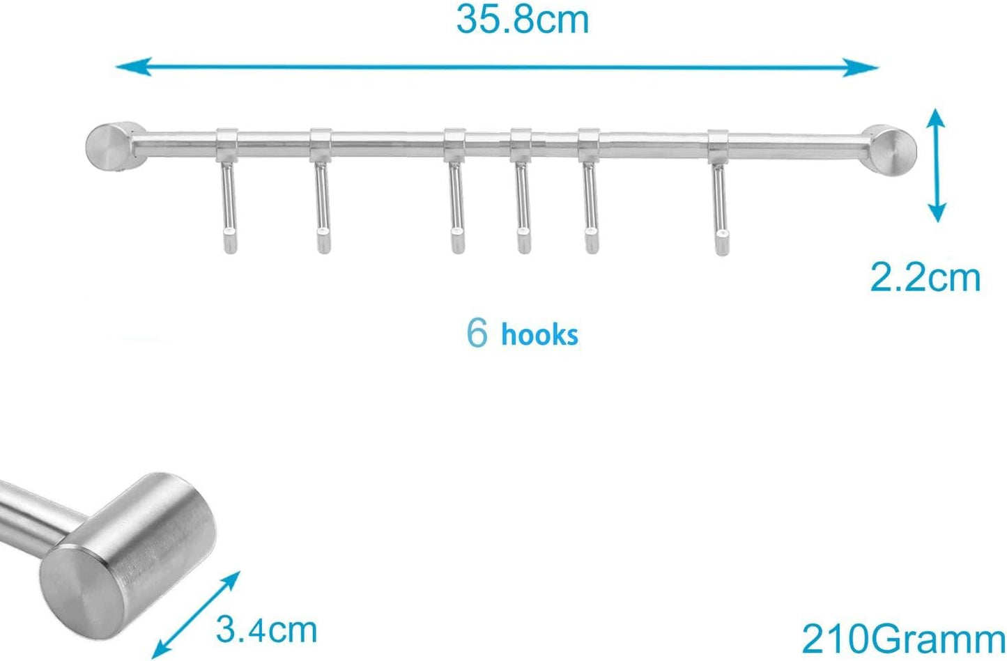 Hängeleiste mit 6 Haken, 6 Haken