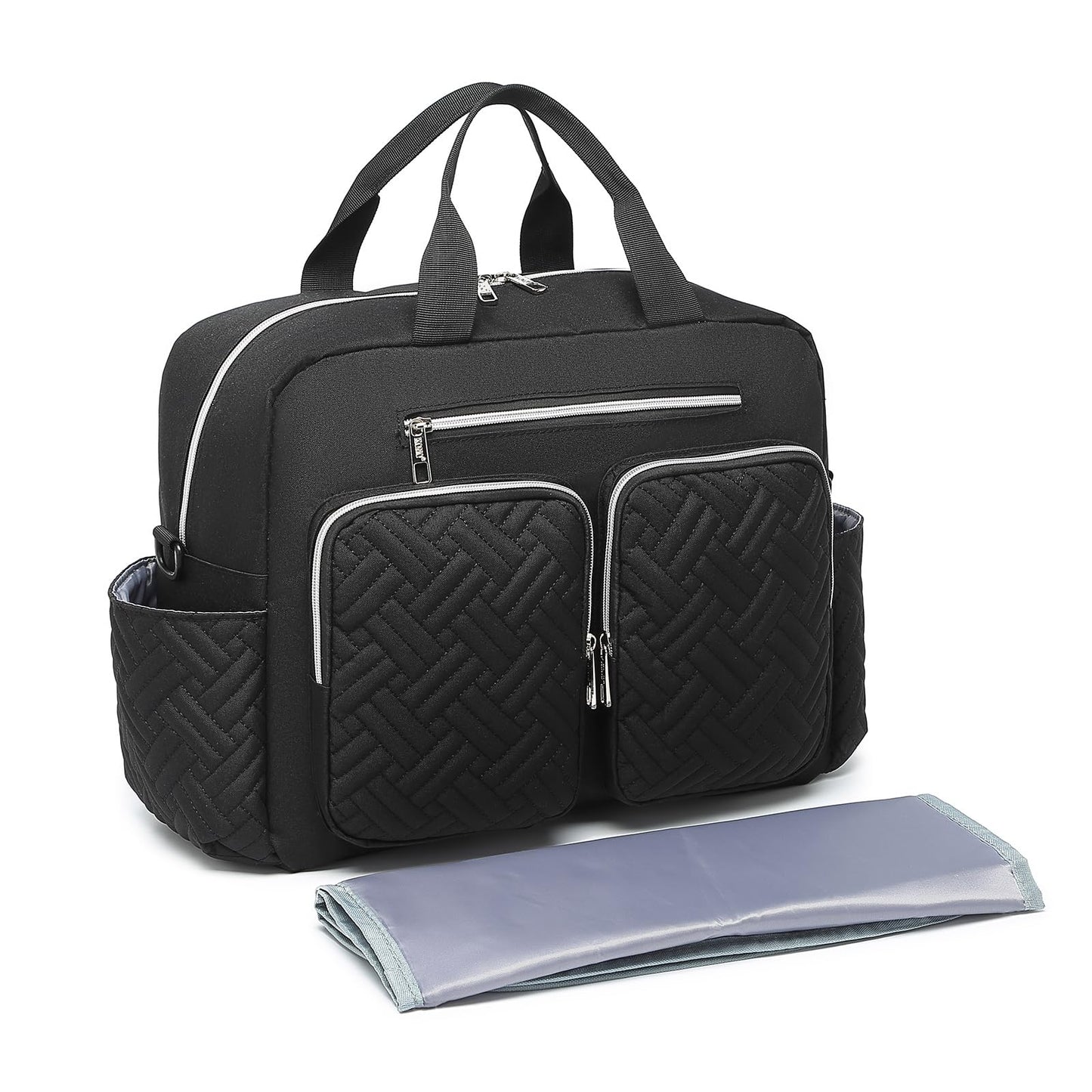 Baby-Wickeltasche mit Wickelauflage, 37 Zentimeter x 14,5 Zentimeter x 37 Zentimeter Grosse Tasche mit Wickelauflage Schwarz