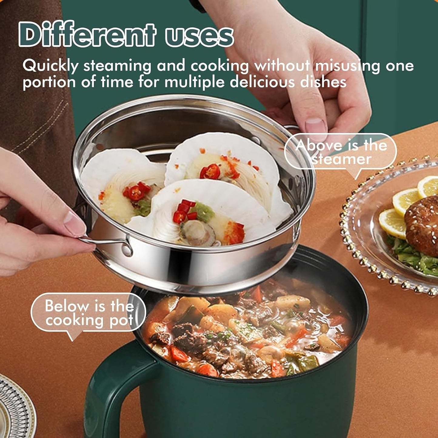 Elektrischer Mini-Hot-Pot mit Dampfgarer