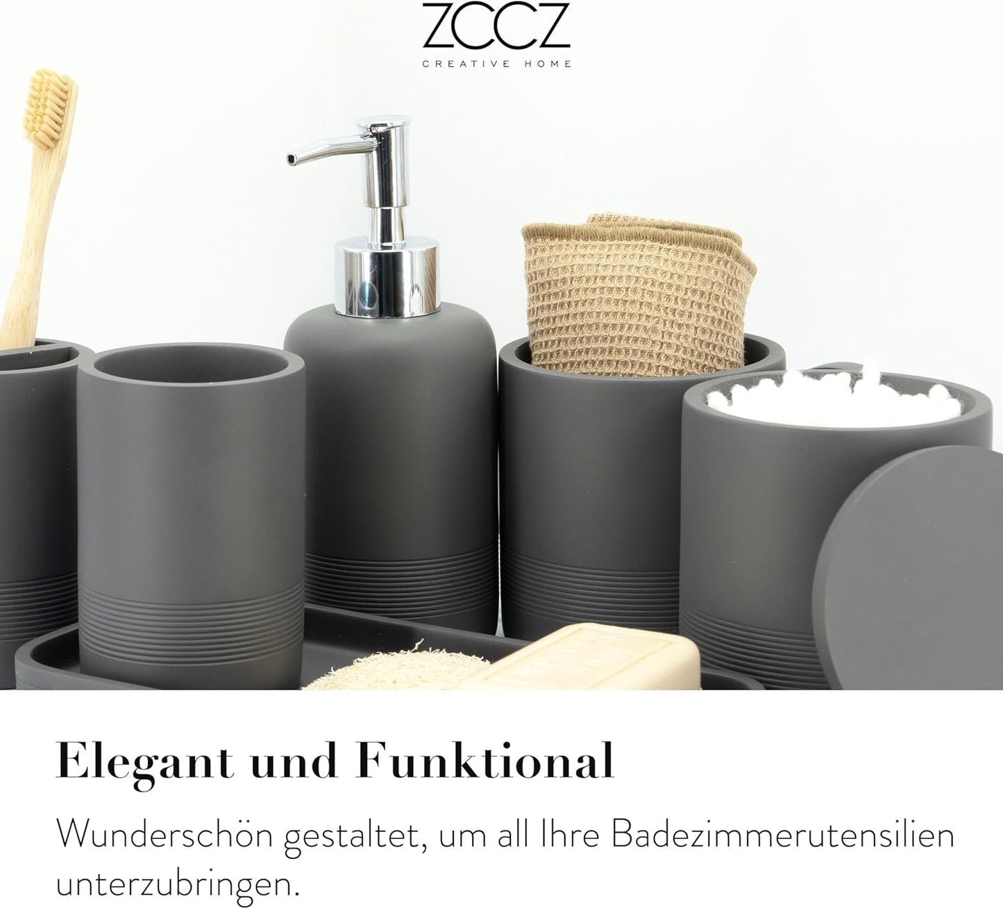 6-teiliges Badezimmer-Organizer-Set, Grau