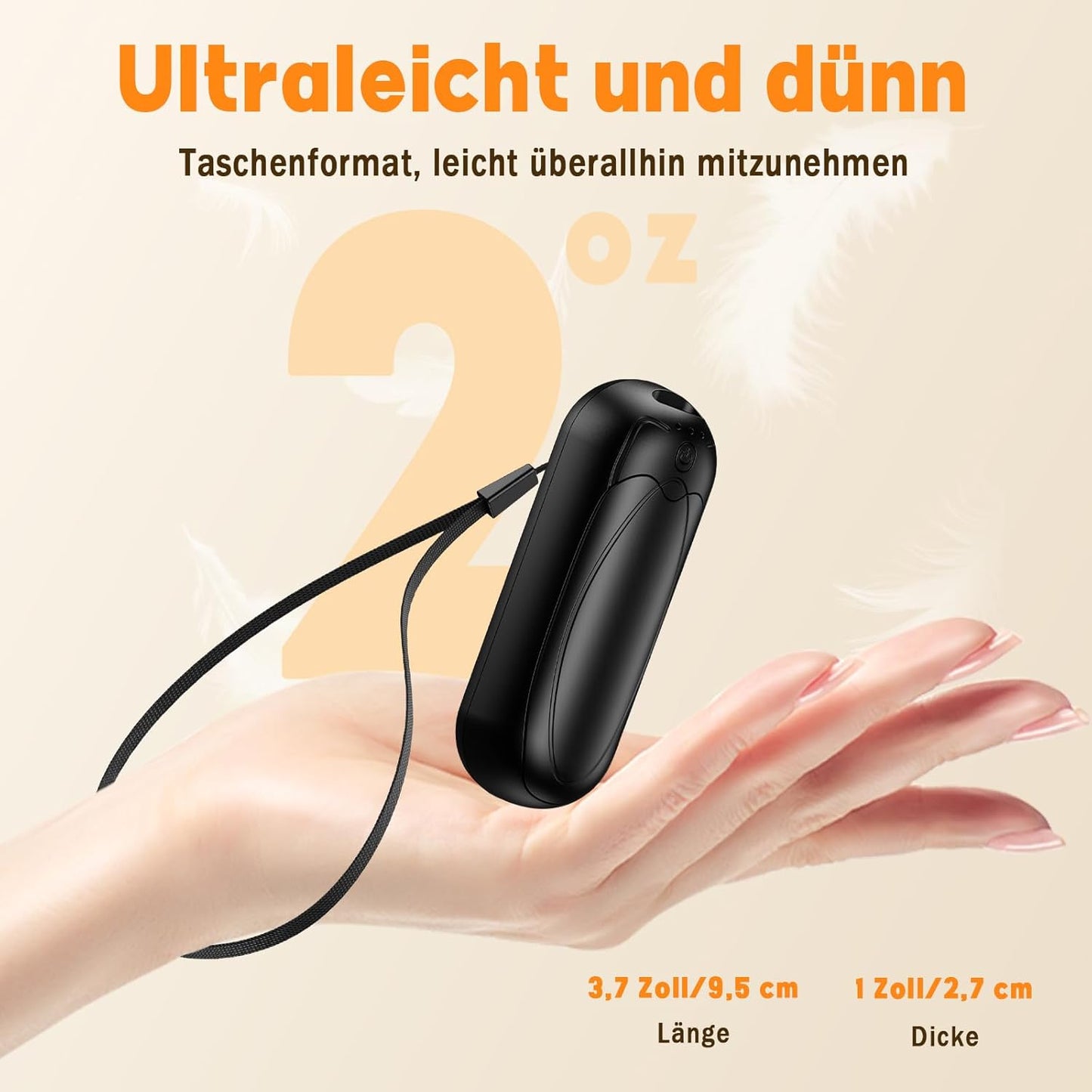 2er-Set Wiederaufladbare Handwärmer, 4-Pack Schwarz