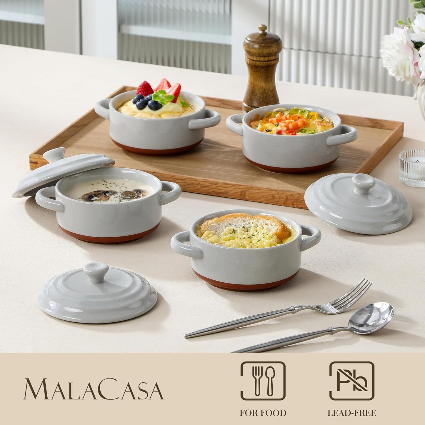 Mini Cocotte Auflaufform-Set, grau