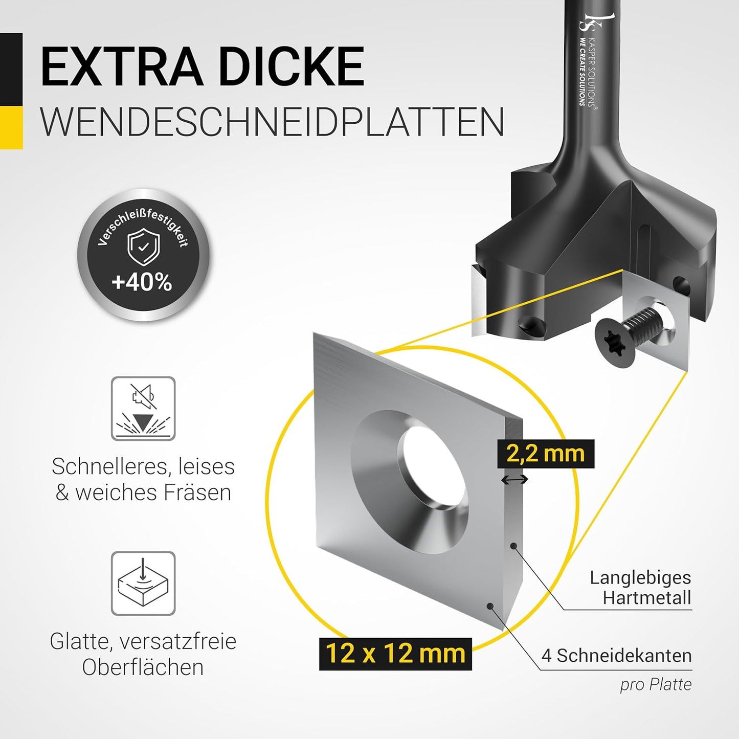 Wendeschneidplatten 12x12x2,2 mm für Planfräser, HM - Wendeschneidplatten