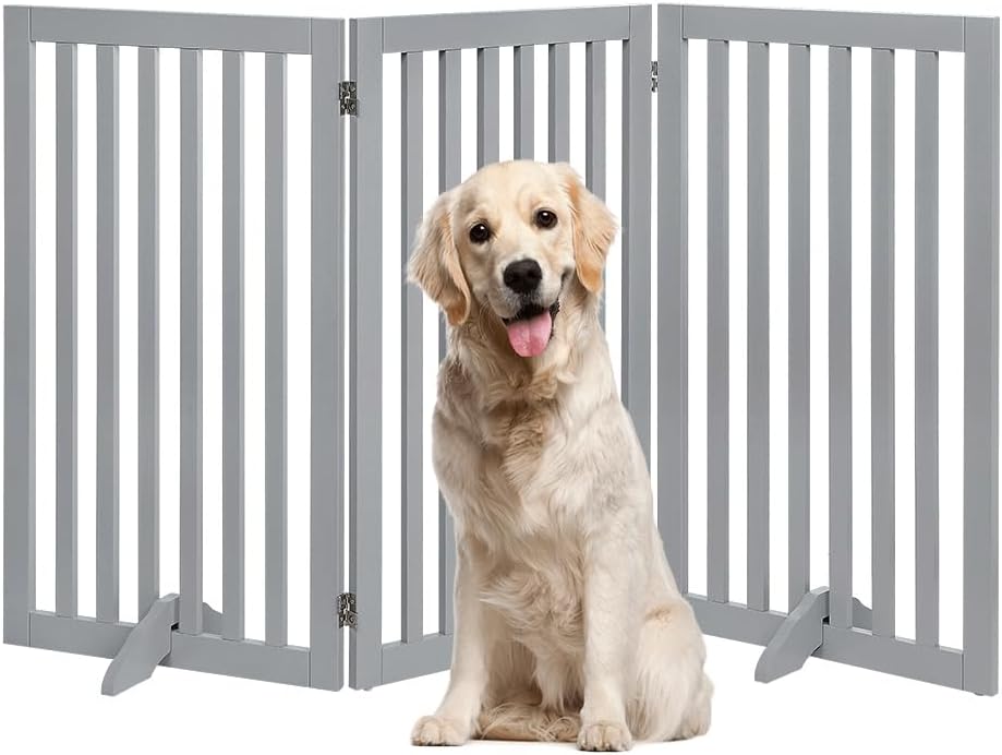 Freistehendes Absperrgitter für Hunde, 3-teilig, Grau, 153L x 91H cm, 3-teilig