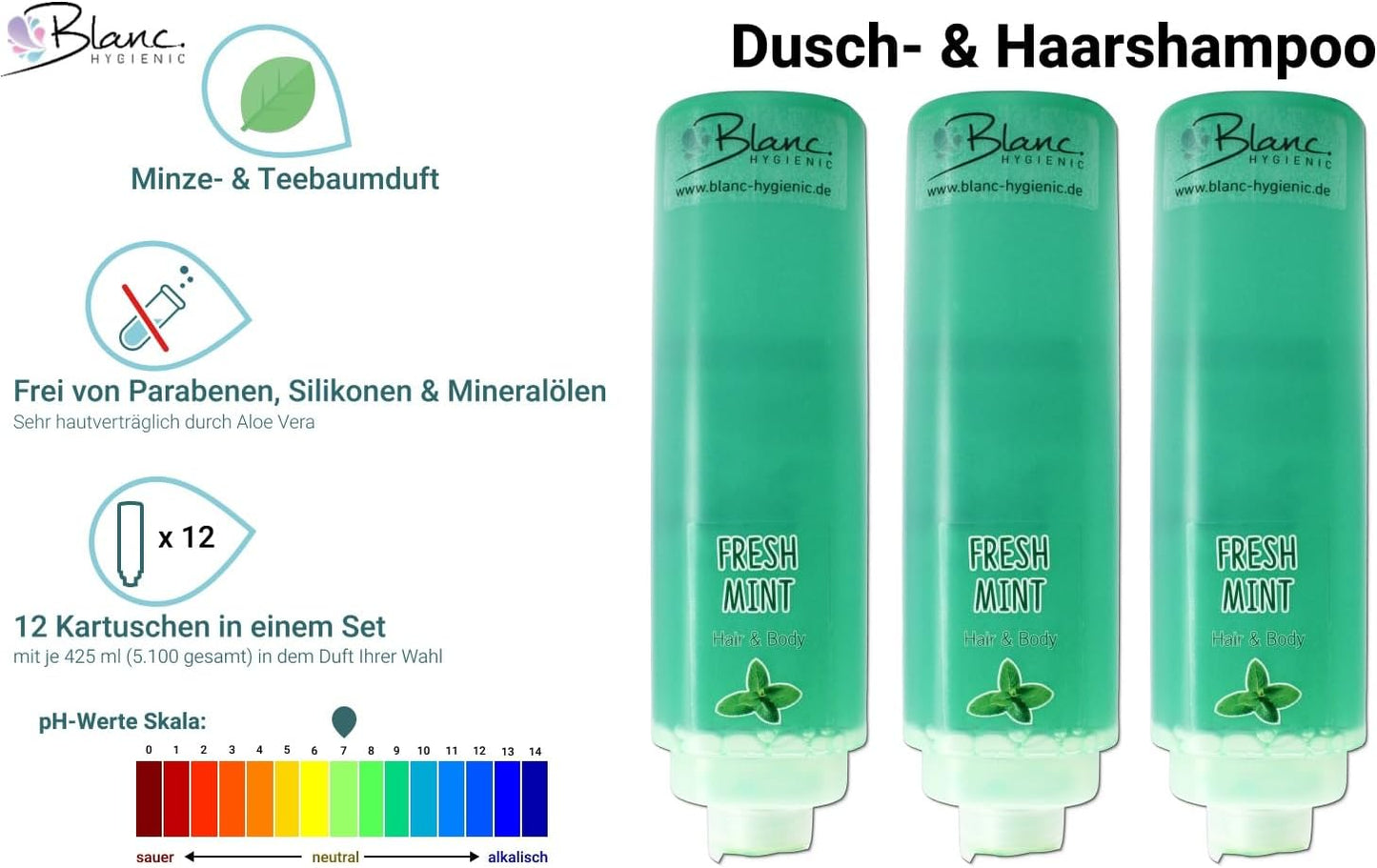 Shampoo-Duschgel-Set mit Halterungen (16-teilig), frisch ohne Wandhalterung