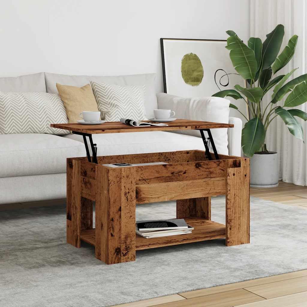 Höhenverstellbarer Couchtisch, Altholz|79 x 49 x 42.5 cm