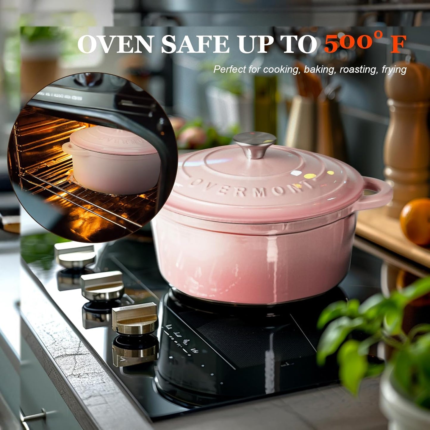 Schmortopf mit Deckel, Topflappen und Topfuntersetzer, 28cm-6.6L Rosa