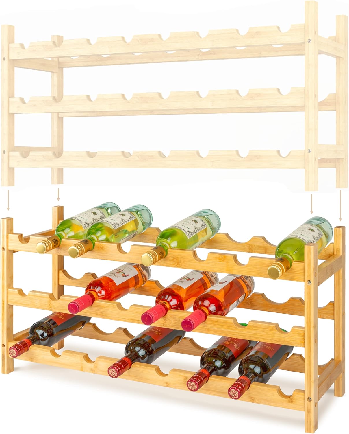Stapelbares Weinregal für 24 Flaschen, 24 Flaschen