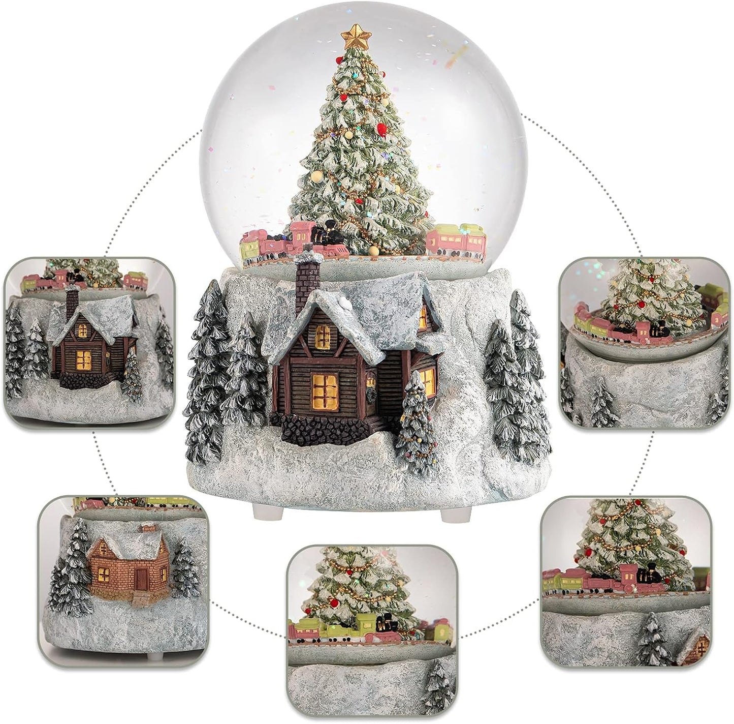 MG-7282 Schneekugel mit Weihnachtsbaum & Zug
