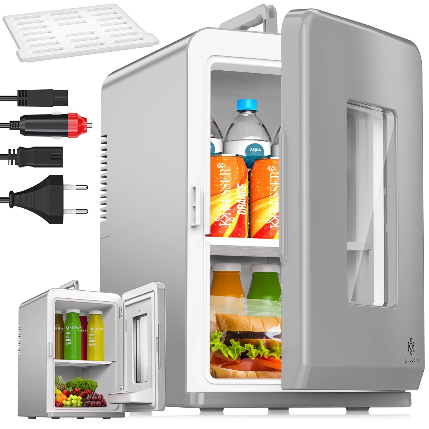 2in1 Mini Kühlschrank mit Kühl- und Heizfunktion, 15L Dunkelgrau