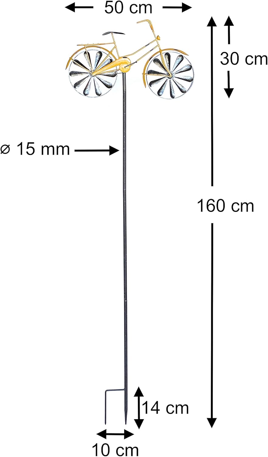 Gartenstecker Fahrrad XL mit Windspiel