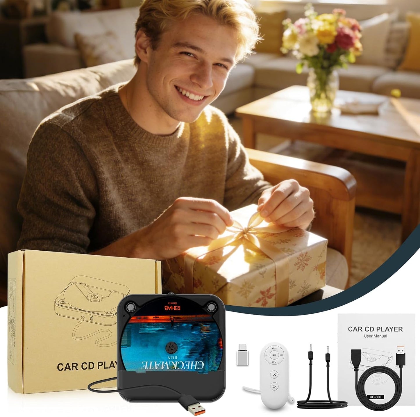Externer Auto CD-Player mit USB/AUX-Anschluss