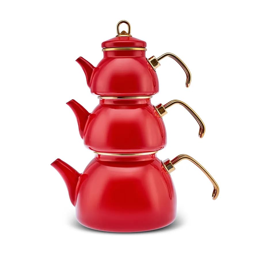 Retro-Teekannen-Set, Rot
