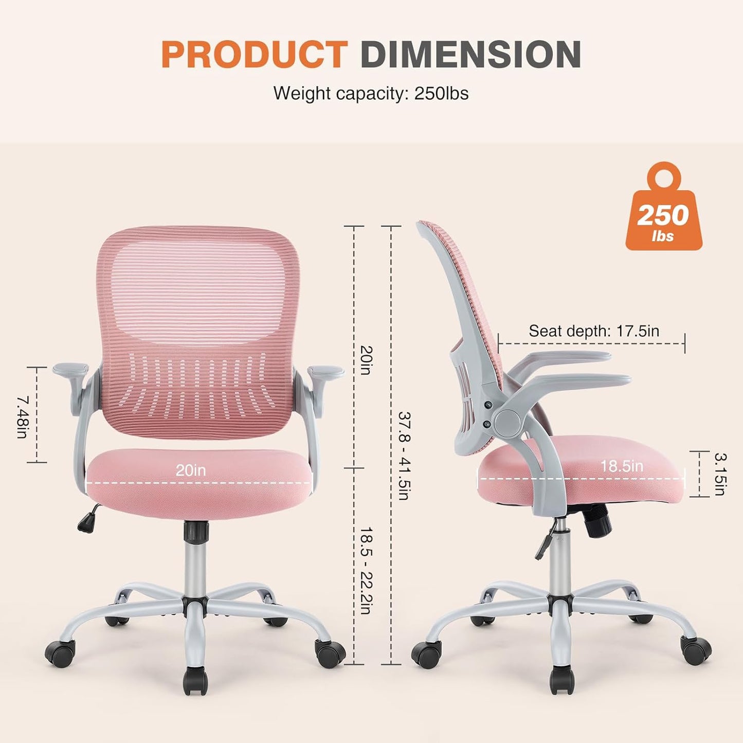 Ergonomischer Drehstuhl, Helles Pink