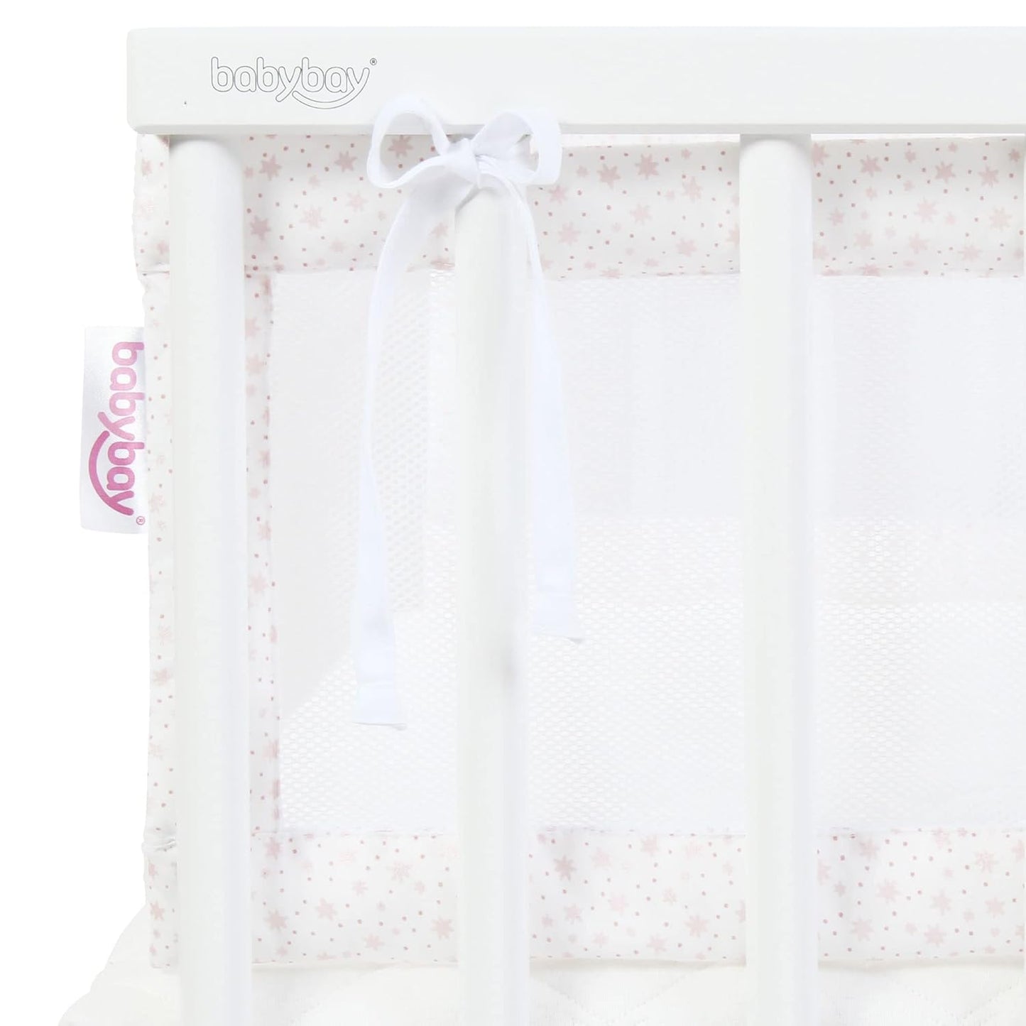 Nestchen Mesh für Babybett, weiss Glitzersterne rosé für Modell Original